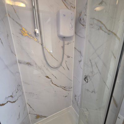 Replaced shower cubicle