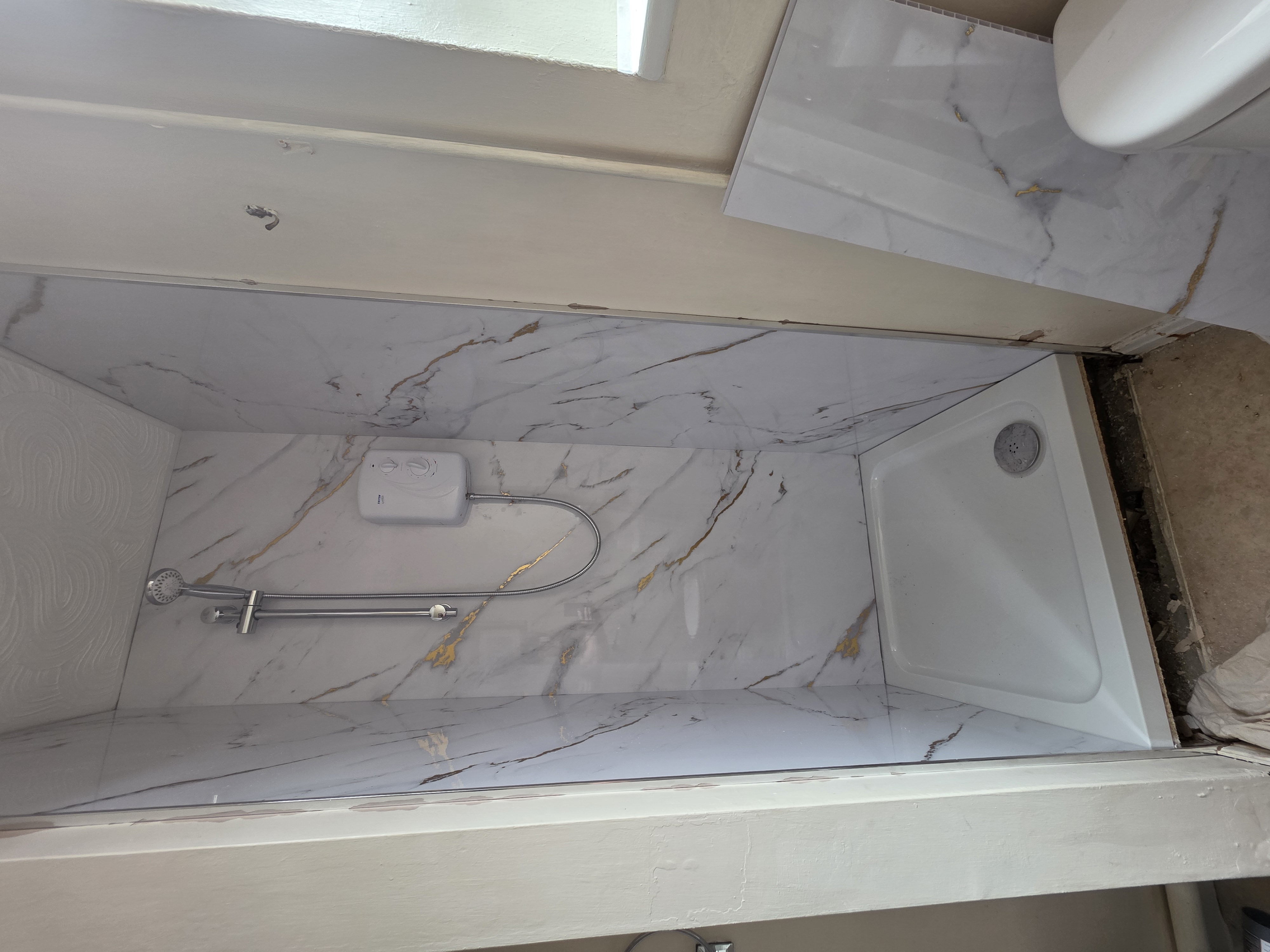 Replaced shower cubicle