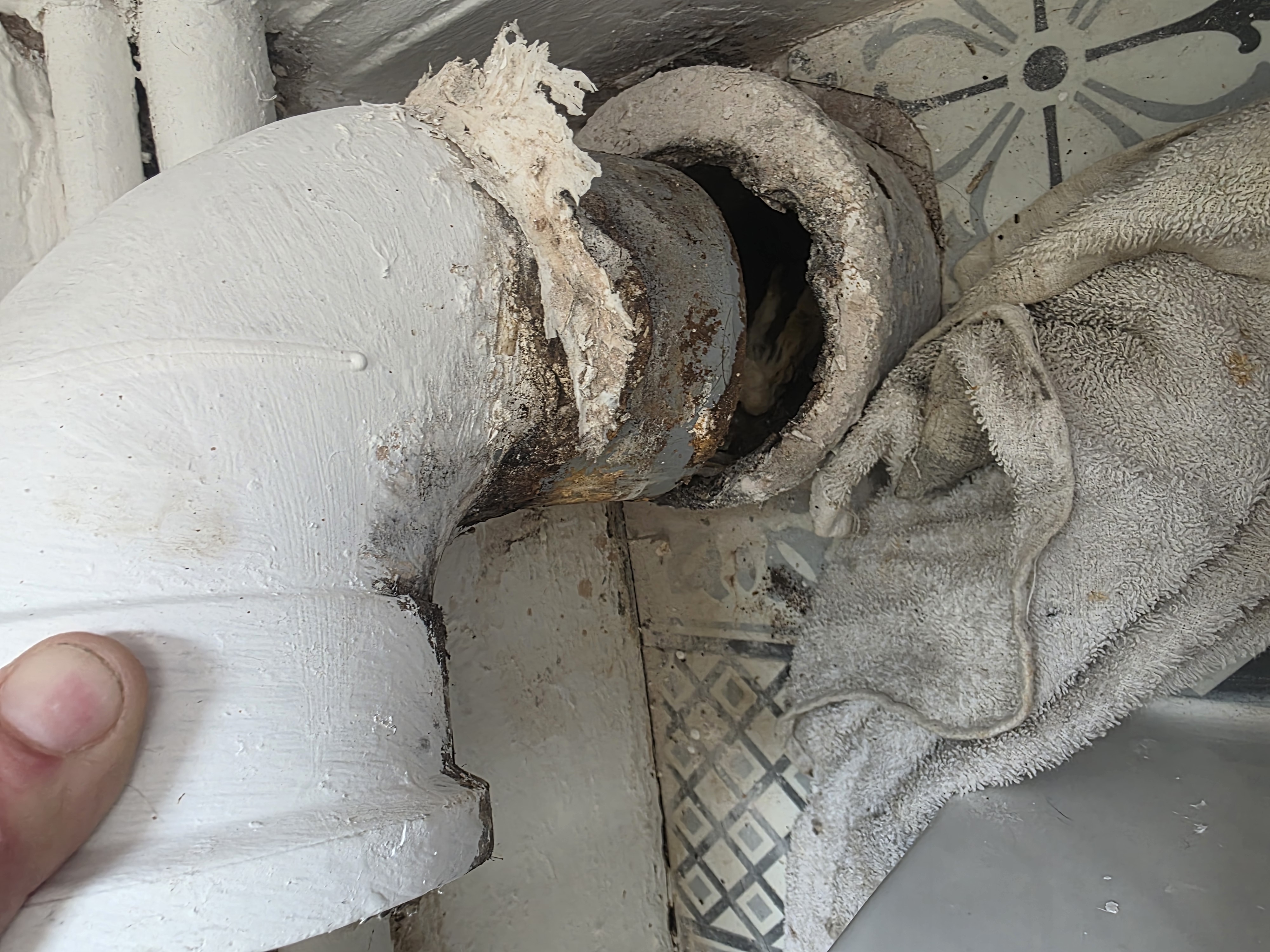 Poorly fitted toilet waste pipework