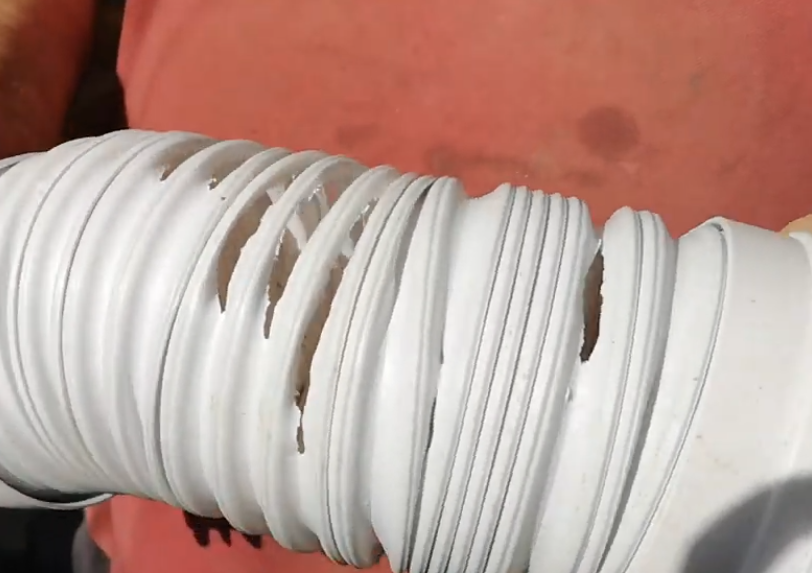 Rat damaged flexible toilet pan connector