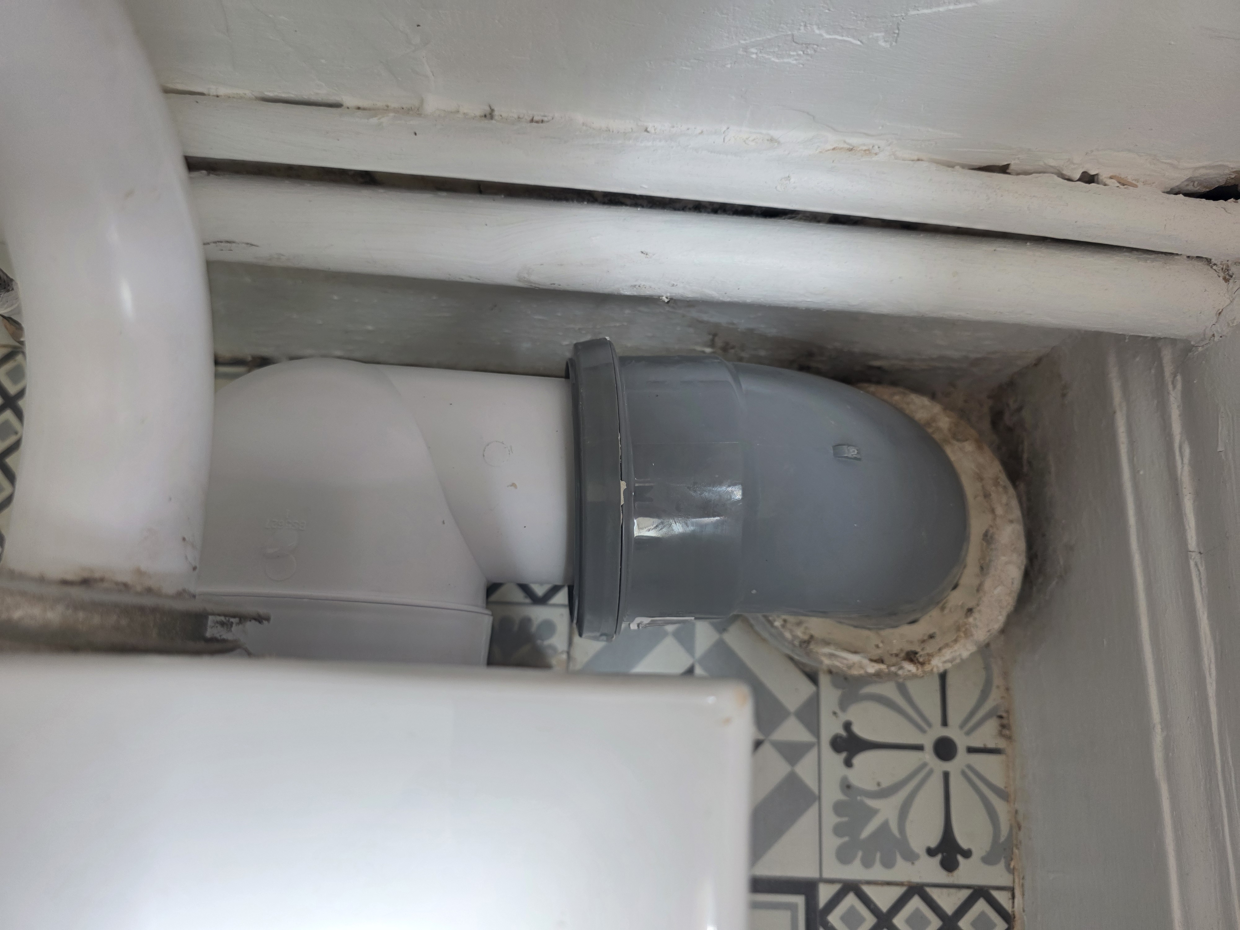 Replaced toilet waste pipework