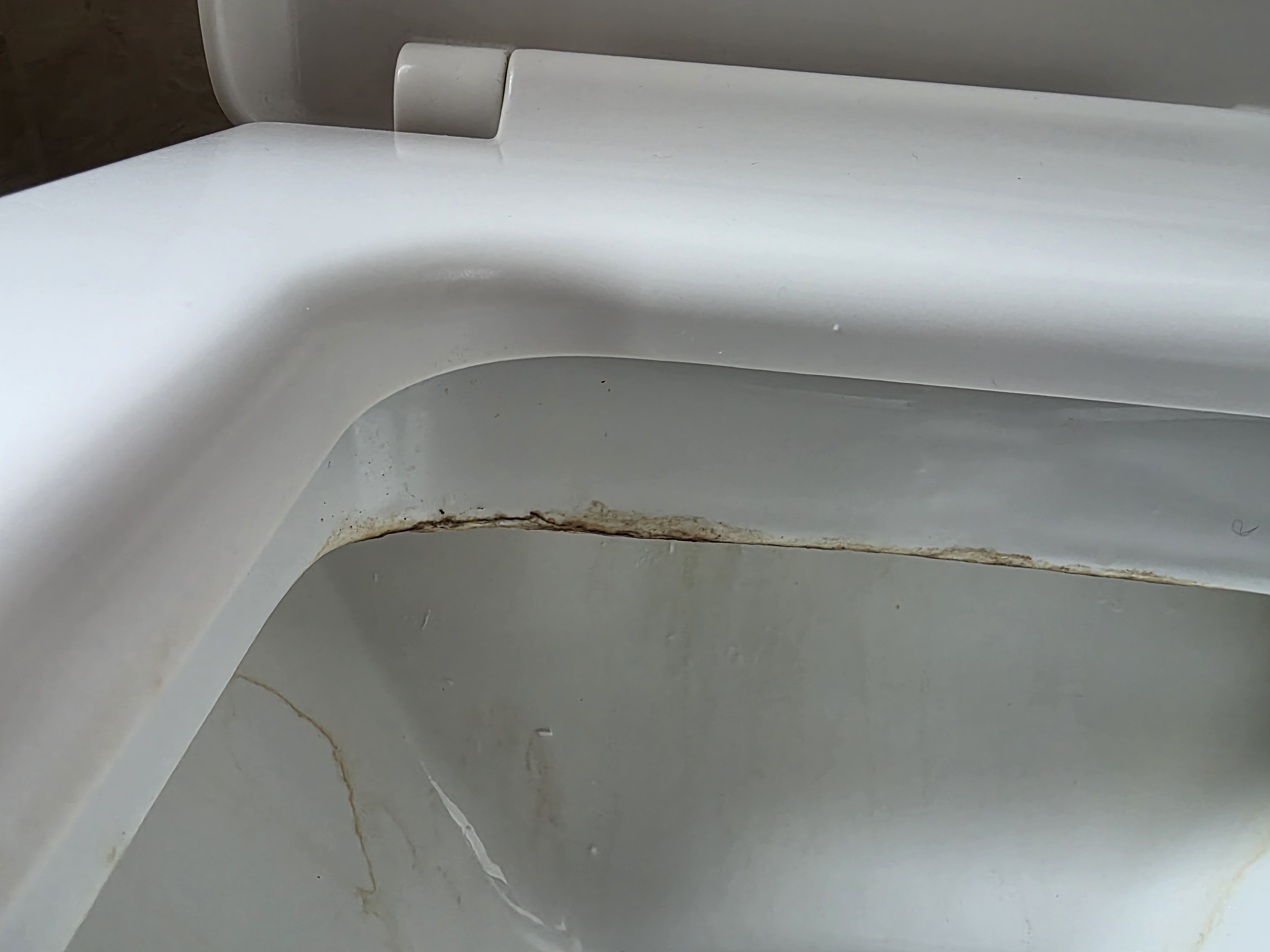 Staining in a toilet pan from a flush valve letting by