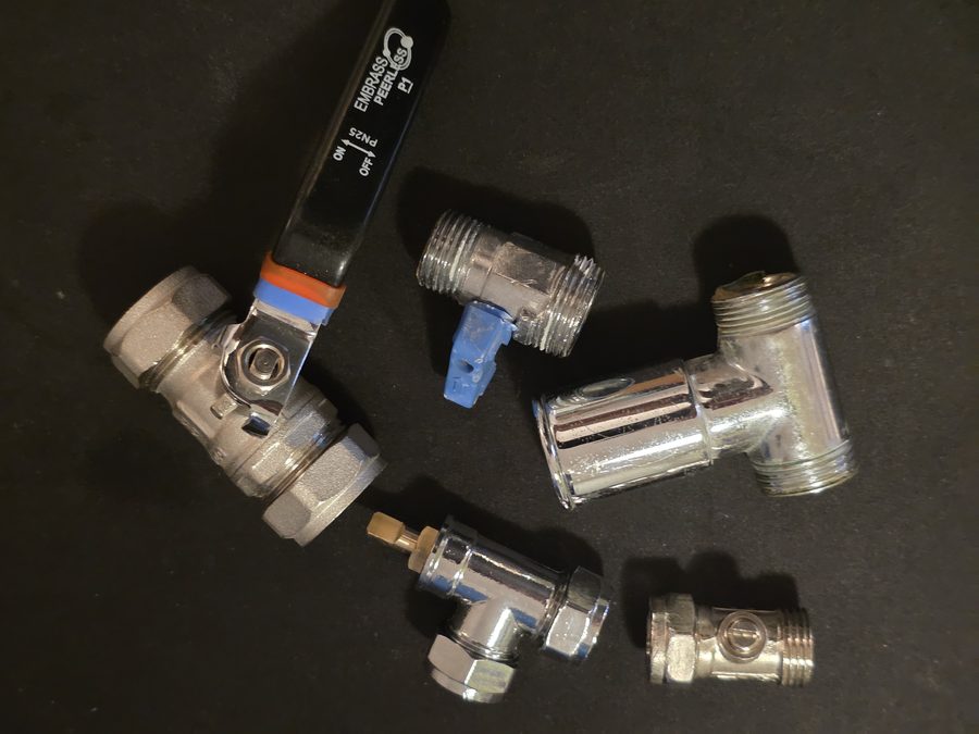 Selection of common plumbing isolation valves and service valves