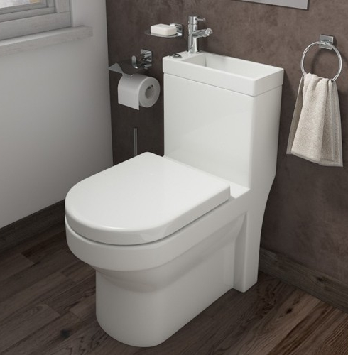 Toilet with integrated basin